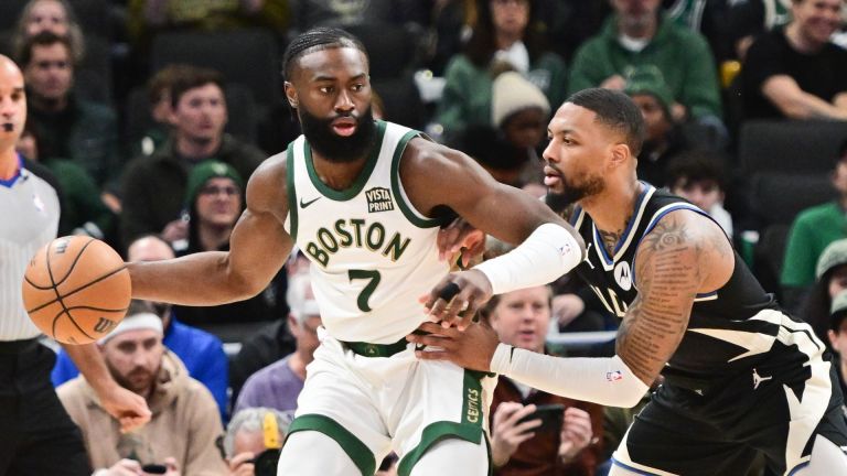 Boston Celtics forward Jaylen Brown and Milwaukee Bucks guard Damian Lillard