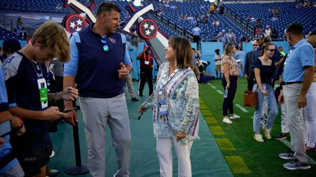 NFL coach Mike Vrabel and Tennessee Titans owner Amy Adams Strunk