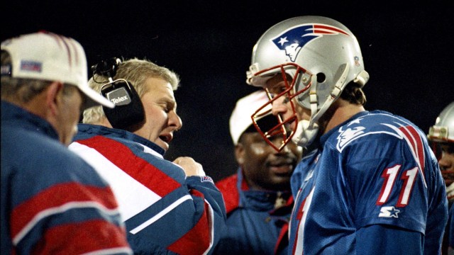Retired head coach Bill Parcells, quarterback Drew Bledsoe