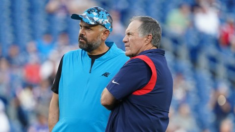 New England Patriots head coach Bill Belichick and Nebraska Cornhuskers head coach Matt Rhule