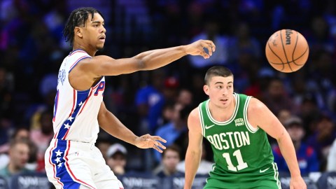 Boston Celtics teammates Jaden Springer and Payton Pritchard