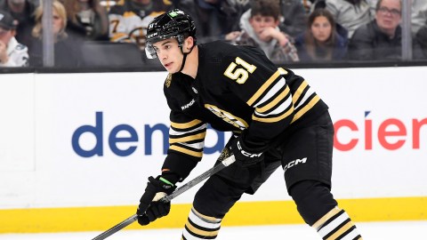 Boston Bruins forward Matthew Poitras