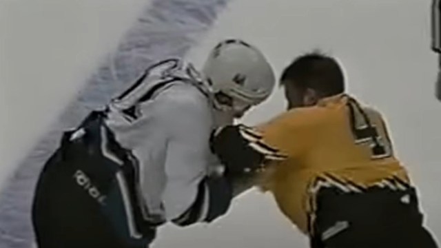 Stephen Peat, P.J. Stock fight during Capitals-Bruins