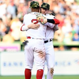 San Diego Padres second baseman Xander Bogaerts and Boston Red Sox shortstop Trevor Story