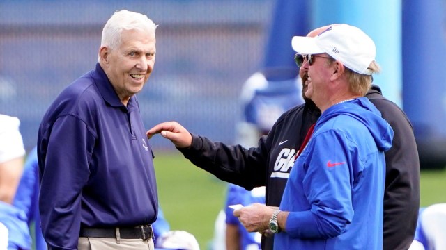 Retired NFL head coach Bill Parcells, New York Giants head coach Brian Dabboll, general manager Joe Schoen