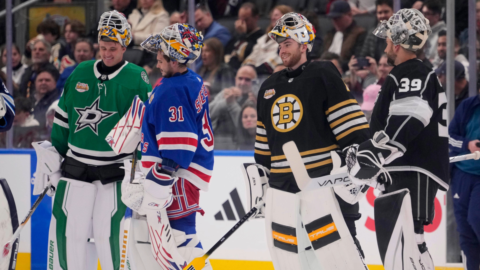 Bruins' Jakub Lauko Reacts To Jeremy Swayman's Hug Snub