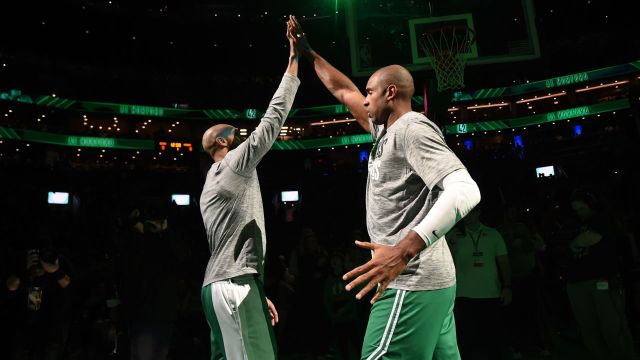 Boston Celtics teammates Al Horford and Derrick White