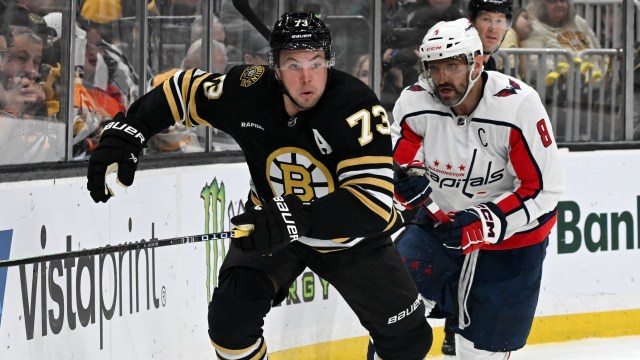 Boston Bruins defenseman Charlie McAvoy and Washington Capitals forward Alex Ovechkin