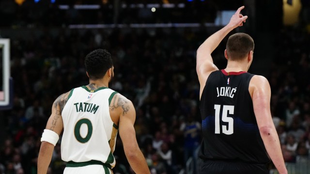 Boston Celtics forward Jayson Tatum and Denver Nuggets center Nikola Jokic