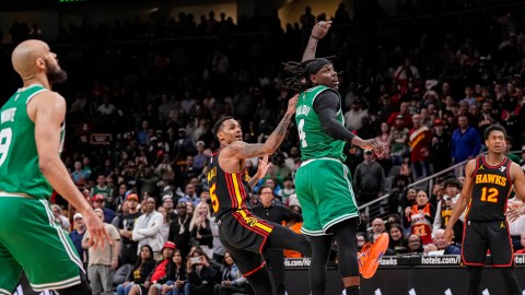 Boston Celtics guard Jrue Holiday and Atlanta Hawks guard Dejounte Murray
