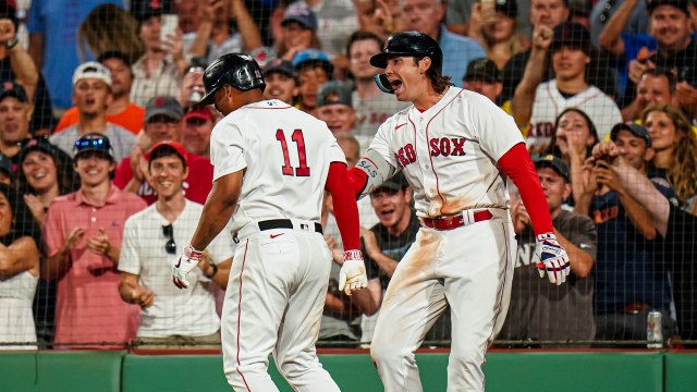 Boston Red Sox infielders Triston Casas and Rafael Devers