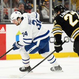 Toronto Maple Leafs forward Auston Matthews and Boston Bruins defenseman Hampus Lindholm