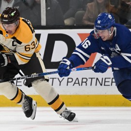 Boston Bruins forward Brad Marchand and Toronto Maple Leafs