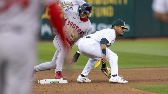 Boston Red Sox outfielder Jarren Duran and Oakland Athletics shortstop Darell Hernaiz
