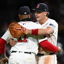 Boston Red Sox teammates Rafael Devers and Bobby Dalbec