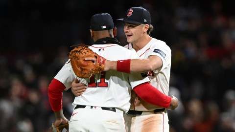 Boston Red Sox teammates Rafael Devers and Bobby Dalbec