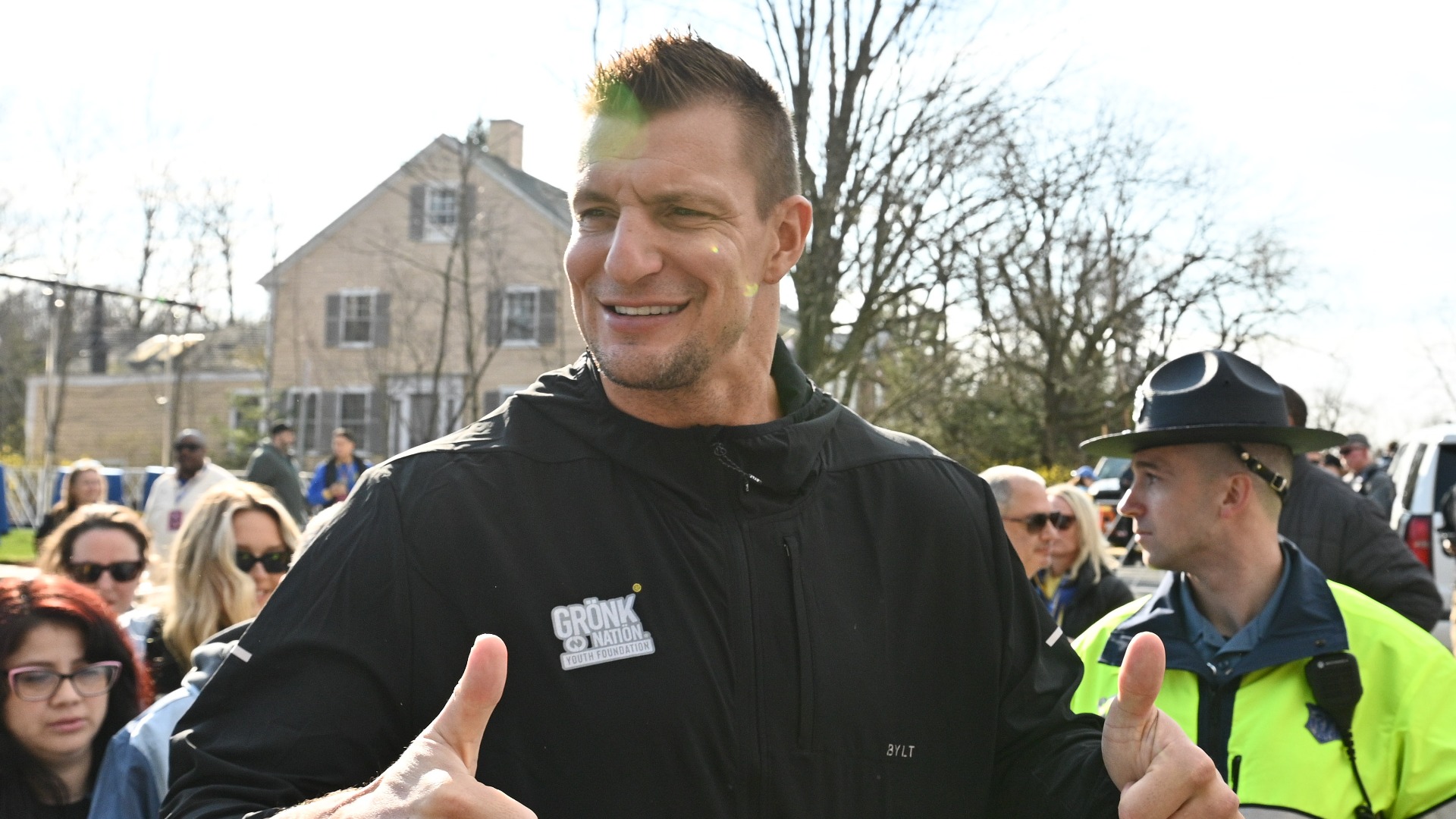 Rob Gronkowski Throws On-Brand First Pitch Before Patriots’ Day Game