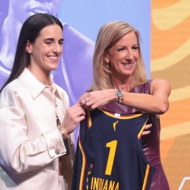 Indiana Fever guard Caitlin Clark, WNBA commissioner Cathy Engelbert