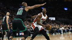 Boston Celtics forward Al Horford and Miami Heat forward Bam Adebayo