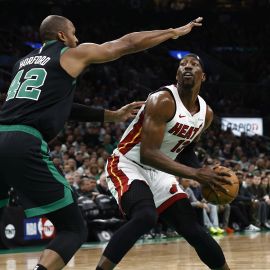 Boston Celtics forward Al Horford and Miami Heat forward Bam Adebayo