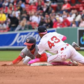 Washington Nationals outfielder Jacob Young and Boston Red Sox shortstop Ceddanne Rafaela