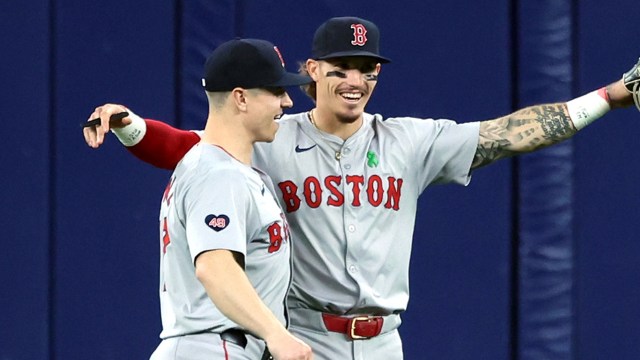 Boston Red Sox outfielders Jarren Duran and Tyler O'Neill