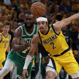 Boston Celtics guard Jaylen Brown, Indiana Pacers guard Andrew Nembhard
