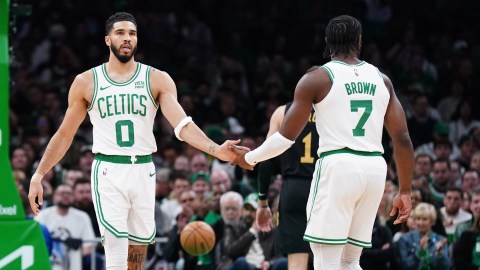 Boston Celtics teammates Jayson Tatum and Jaylen Brown