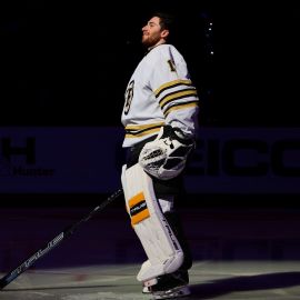 Boston Bruins goalie Jeremy Swayman