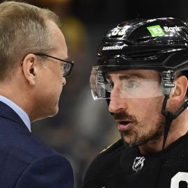 Florida Panthers head coach Paul Maurice and Boston Bruins left wing Brad Marchand