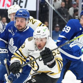 Boston Bruins forward Brad Marchand, Toronto Maple Leafs forward Auston Matthews