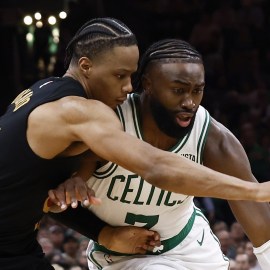 Boston Celtics guard Jaylen Brown, Cleveland Cavaliers forward Isaac Okoro