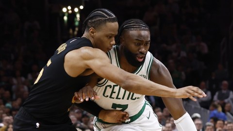 Boston Celtics guard Jaylen Brown, Cleveland Cavaliers forward Isaac Okoro