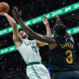 Boston Celtics forward Jayson Tatum and Cleveland Cavaliers guard Caris LeVert