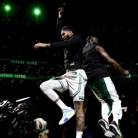 Boston Celtics forwards Jayson Tatum and Jaylen Brown