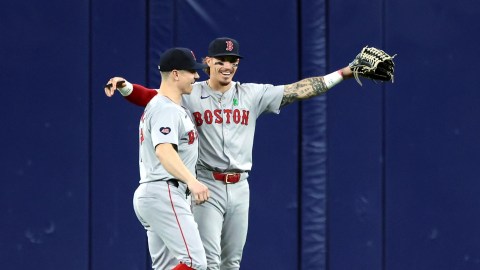 Boston Red Sox outfielders Tyler O'Neill, Jarren Duran