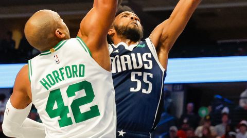 Boston Celtics forward Al Horford and Dallas Mavericks forward Derrick Jones Jr.