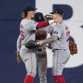 Boston Red Sox outfielders Jarren Duran and Tyler O'Neill, and utility man Romy Gonzalez