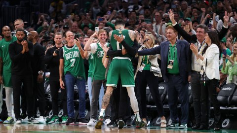 Boston Celtics forward Jayson Tatum and head coach Joe Mazzulla