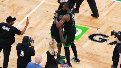Boston Celtics guards Jrue Holiday and Jaylen Brown
