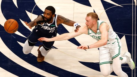 Boston Celtics forward Sam Hauser and Dallas Mavericks guard Kyrie Irving