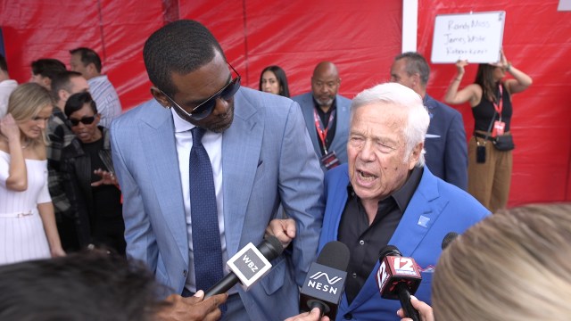 New England Patriots owner Robert Kraft and former NFL wide receiver Randy Moss