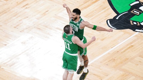Boston Celtics teammates Payton Pritchard and Jayson Tatum