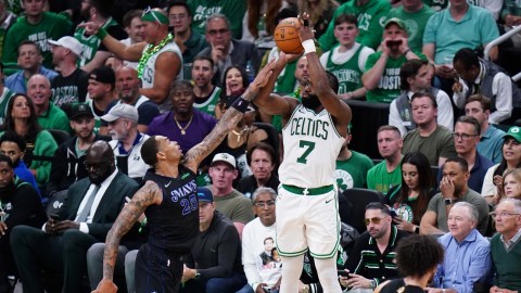 Boston Celtics guard Jaylen Brown, Dallas Mavericks forward P.J. Washington