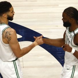 Boston Celtics forward Jaylen Brown and Jayson Tatum