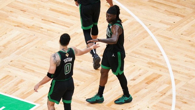 Boston Celtics forward Jayson Tatum, guard Jrue Holiday