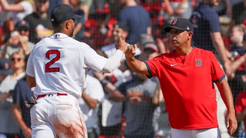 Boston Red Sox manager Alex Cora and shortstop Xander Bogaerts