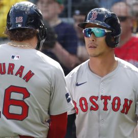Boston Red Sox outfielders Jarren Duran and Rob Refsnyder