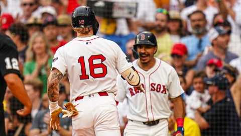 Boston Red Sox teammates Jarren Duran and David Hamilton
