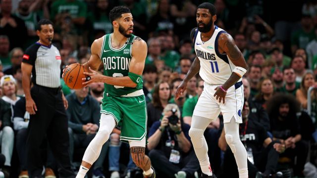 Boston Celtics forward Jayson Tatum and Dallas Mavericks guard Kyrie Irving